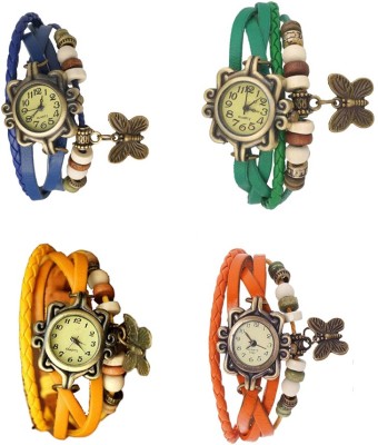 NS18 Vintage Butterfly Rakhi Combo of 4 Blue, Yellow, Green And Orange Analog Watch  - For Women   Watches  (NS18)