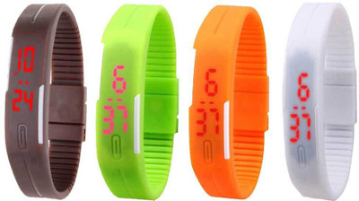

Kissu Led Magnet Band Combo of 4 Brown, Green, Orange And White Watch - For Men & Women