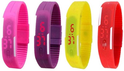 NS18 Silicone Led Magnet Band Watch Combo of 4 Orange, Purple, Yellow And Red Digital Watch  - For Couple   Watches  (NS18)