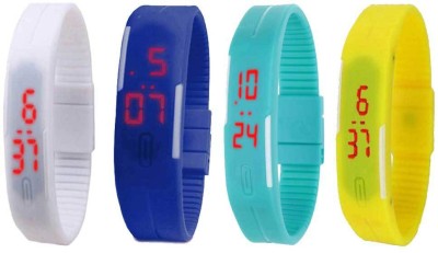 NS18 Silicone Led Magnet Band Combo of 4 White, Blue, Sky Blue And Yellow Digital Watch  - For Boys & Girls   Watches  (NS18)