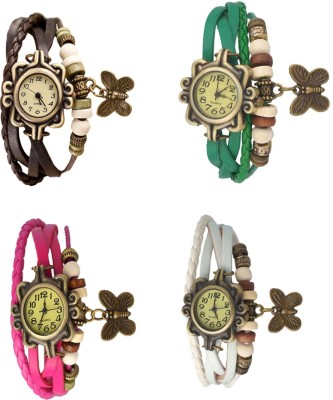 NS18 Vintage Butterfly Rakhi Combo of 4 Brown, Pink, Green And White Analog Watch  - For Women   Watches  (NS18)