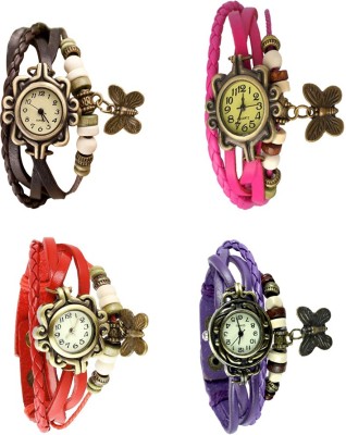 NS18 Vintage Butterfly Rakhi Combo of 4 Brown, Red, Pink And Purple Analog Watch  - For Women   Watches  (NS18)