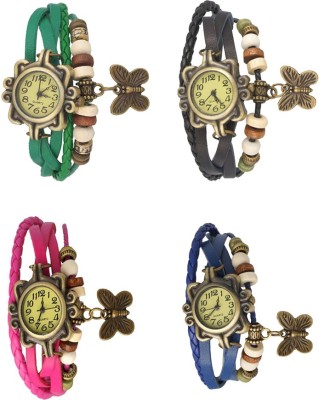 NS18 Vintage Butterfly Rakhi Combo of 4 Green, Pink, Black And Blue Analog Watch  - For Women   Watches  (NS18)