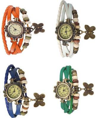 

NS18 Vintage Butterfly Rakhi Combo of 4 Orange, Blue, White And Green Watch - For Women