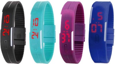NS18 Silicone Led Magnet Band Combo of 4 Black, Sky Blue, Purple And Blue Digital Watch  - For Boys & Girls   Watches  (NS18)