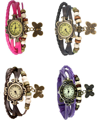 

Kissu Vintage Rakhi Combo of 4 Pink, Brown, Black And Purple Watch - For Women