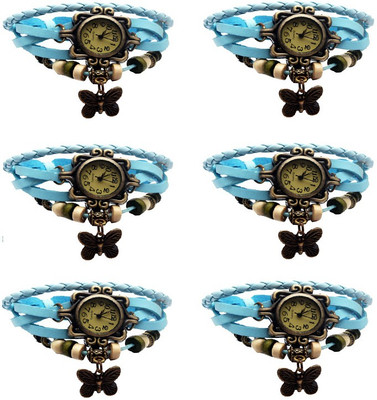 

Kissu Vintage Rakhi Combo of 6 Sky Blue Watch - For Women