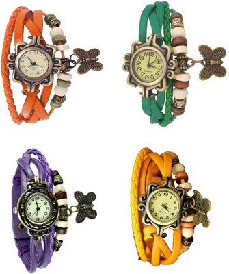 

NS18 Vintage Butterfly Rakhi Combo of 4 Orange, Purple, Green And Yellow Watch - For Women
