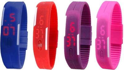 NS18 Silicone Led Magnet Band Watch Combo of 4 Blue, Red, Purple And Pink Digital Watch  - For Couple   Watches  (NS18)