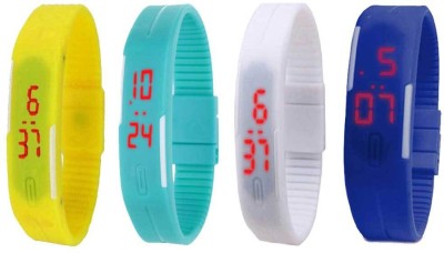 NS18 Silicone Led Magnet Band Combo of 4 Yellow, Sky Blue, White And Blue Digital Watch  - For Boys & Girls   Watches  (NS18)