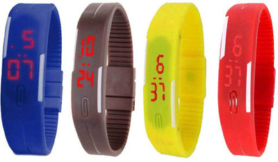 

Kissu Led Magnet Band Combo of 4 Blue, Brown, Yellow And Red Watch - For Men & Women