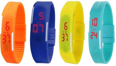 NS18 Silicone Led Magnet Band Watch Combo of 4 Orange, Blue, Yellow And Sky Blue Digital Watch  - For Couple   Watches  (NS18)