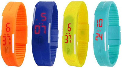 

Kissu Led Magnet Band Combo of 4 Orange, Blue, Yellow And Sky Blue Watch - For Men & Women