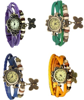 NS18 Vintage Butterfly Rakhi Combo of 4 Purple, Blue, Green And Yellow Analog Watch  - For Women   Watches  (NS18)