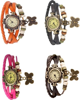 NS18 Vintage Butterfly Rakhi Combo of 4 Orange, Pink, Black And Brown Analog Watch  - For Women   Watches  (NS18)