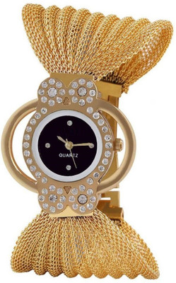 

SPINOZA glory golden metal belt diamond studded attractive Watch - For Girls