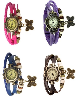 NS18 Vintage Butterfly Rakhi Combo of 4 Pink, Blue, Purple And Brown Analog Watch  - For Women   Watches  (NS18)