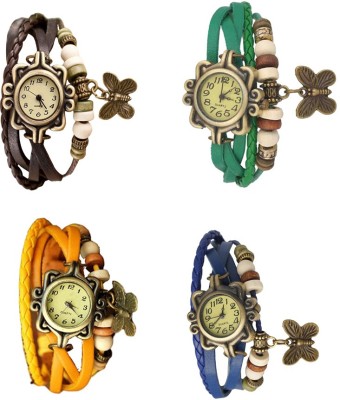 NS18 Vintage Butterfly Rakhi Combo of 4 Brown, Yellow, Green And Blue Analog Watch  - For Women   Watches  (NS18)