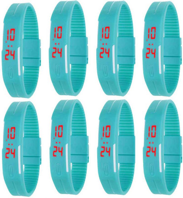 

Kissu Led Magnet Band Combo of 8 Sky Blue Watch - For Men & Women