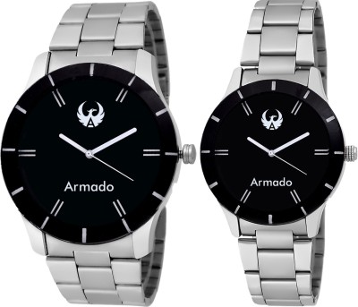 Armado AR-9192 Silver Black Elegant Modern Corporate Collection Analog Watch  - For Couple   Watches  (Armado)