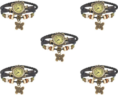 

Kissu Vintage Rakhi Combo of 5 Black Watch - For Women
