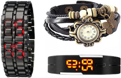 

Jack Klein Metal_LED_Vintage_BLK_LED_BLK Watch - For Couple