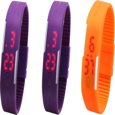 Y&D Combo of Led Band Purple + Purple + Orange Digital Watch  - For Couple   Watches  (Y&D)