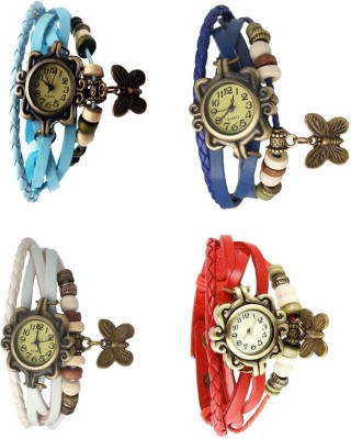 NS18 Vintage Butterfly Rakhi Combo of 4 Sky Blue, White, Blue And Red Analog Watch  - For Women   Watches  (NS18)