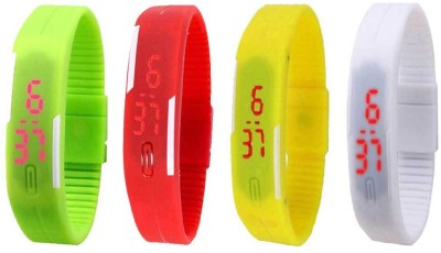 NS18 Silicone Led Magnet Band Combo of 4 Green, Red, Yellow And White Digital Watch  - For Boys & Girls   Watches  (NS18)