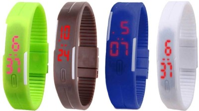 NS18 Silicone Led Magnet Band Combo of 4 Green, Brown, Blue And White Digital Watch  - For Boys & Girls   Watches  (NS18)
