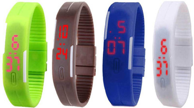 

Kissu Led Magnet Band Combo of 4 Green, Brown, Blue And White Watch - For Men & Women