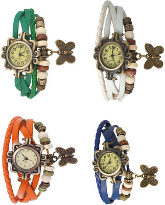

NS18 Vintage Butterfly Rakhi Combo of 4 Green, Orange, White And Blue Watch - For Women