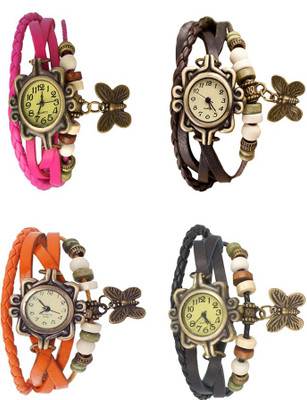 

Kissu Vintage Rakhi Combo of 4 Pink, Orange, Brown And Black Watch - For Women