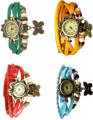

Kissu Vintage Rakhi Combo of 4 Green, Red, Yellow And Sky Blue Watch - For Women