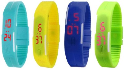 NS18 Silicone Led Magnet Band Combo of 4 Sky Blue, Yellow, Blue And Green Digital Watch  - For Boys & Girls   Watches  (NS18)