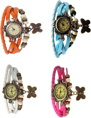 

NS18 Vintage Butterfly Rakhi Combo of 4 Orange, White, Sky Blue And Pink Watch - For Women