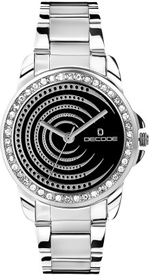 Decode Ladies Crystal Studded Ring 2112 Black Analog Watch  - For Women   Watches  (Decode)