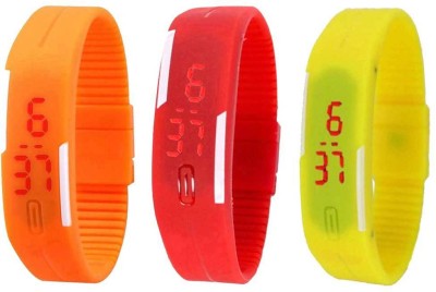 NS18 Silicone Led Magnet Band Combo of 3 Orange, Red And Yellow Digital Watch  - For Boys & Girls   Watches  (NS18)