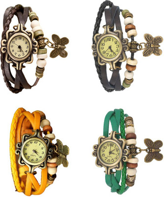 

NS18 Vintage Butterfly Rakhi Combo of 4 Brown, Yellow, Black And Green Watch - For Women