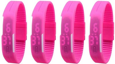 NS18 Silicone Led Magnet Band Combo of 4 Pink Digital Watch  - For Boys & Girls   Watches  (NS18)