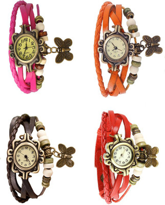 

Kissu Vintage Rakhi Combo of 4 Pink, Brown, Orange And Red Watch - For Women