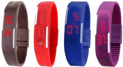 NS18 Silicone Led Magnet Band Watch Combo of 4 Brown, Red, Blue And Purple Digital Watch  - For Couple   Watches  (NS18)