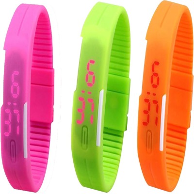 Y&D Combo of Led Band Pink + Green + Orange Watch  - For Boys   Watches  (Y&D)