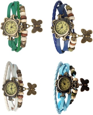 NS18 Vintage Butterfly Rakhi Combo of 4 Green, White, Blue And Sky Blue Analog Watch  - For Women   Watches  (NS18)