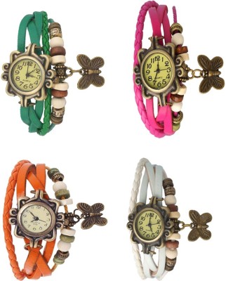 NS18 Vintage Butterfly Rakhi Combo of 4 Green, Orange, Pink And White Analog Watch  - For Women   Watches  (NS18)