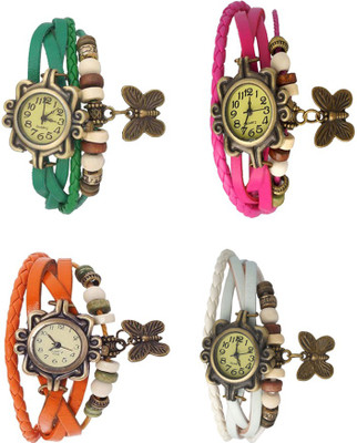 

NS18 Vintage Butterfly Rakhi Combo of 4 Green, Orange, Pink And White Watch - For Women