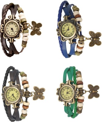 NS18 Vintage Butterfly Rakhi Combo of 4 Brown, Black, Blue And Green Analog Watch  - For Women   Watches  (NS18)