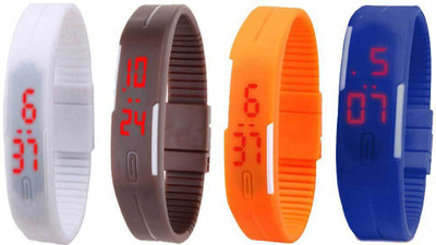 

Kissu Led Magnet Band Combo of 4 White, Brown, Orange And Blue Watch - For Men & Women