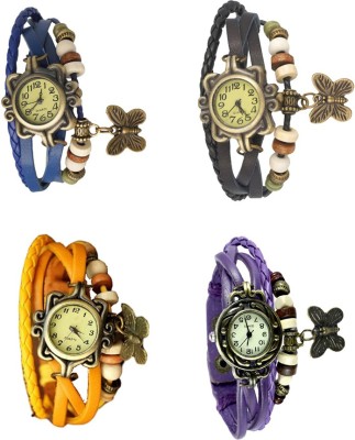 NS18 Vintage Butterfly Rakhi Combo of 4 Blue, Yellow, Black And Purple Analog Watch  - For Women   Watches  (NS18)