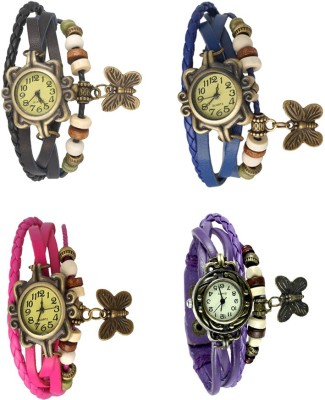 NS18 Vintage Butterfly Rakhi Combo of 4 Black, Pink, Blue And Purple Analog Watch  - For Women   Watches  (NS18)